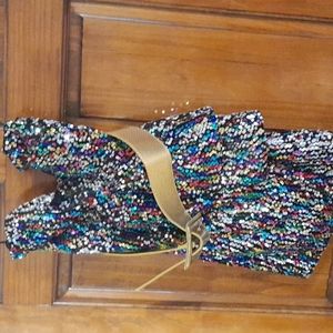Rainbow sequin party dress